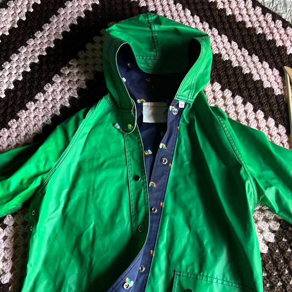 Vintage rubber rainbow raincoat green medium